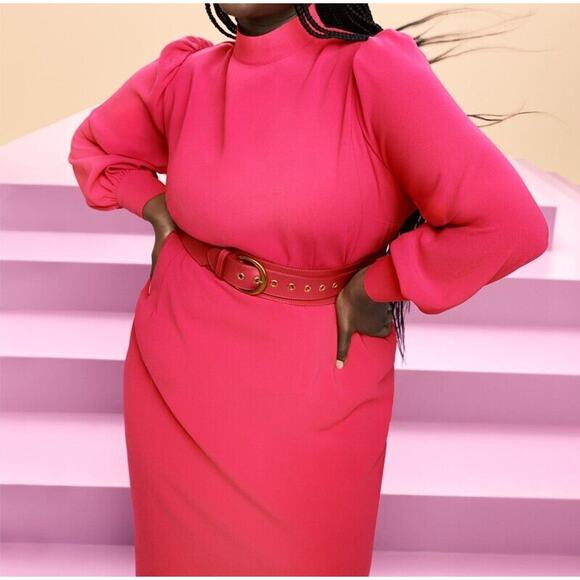 Sergio Hudson x Target Pink Puff Long Sleeve Dress 4X Church Going Out - Picture 1 of 11